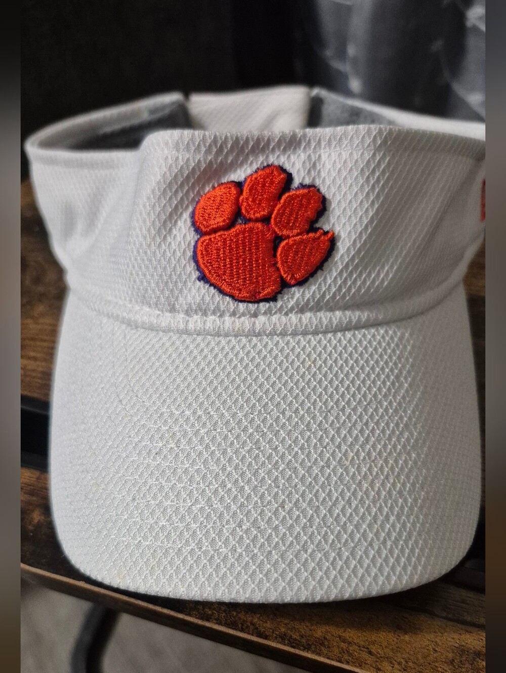 New Era White Womens Visor with Orange Paw Emblem